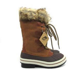 ALL TREK KIDS' UNISEX DUCK SNOW FUR BOOTS IN TAN SZ